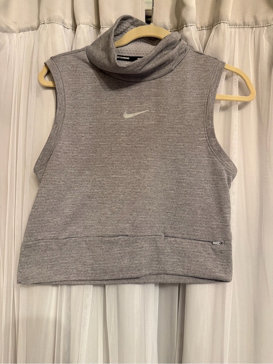 Nike Tops - Nike Women’s Grey Sleeveless Crop Muscle Tee with Funnel Neck